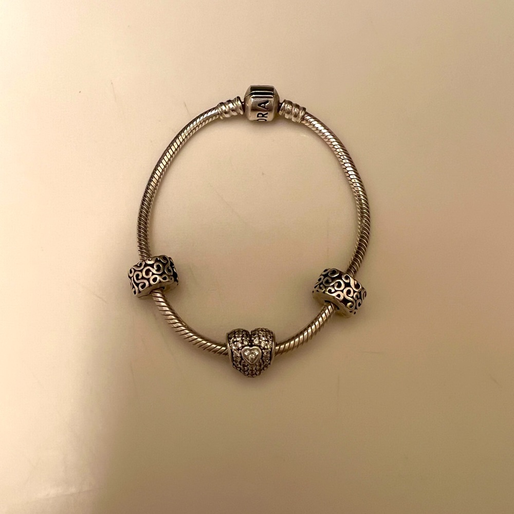 Pandora bracelet, two spacers & a heart charm. Love this but no longer wear it.